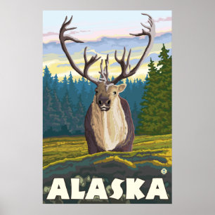 Alaska - Caribou in the Wild Poster