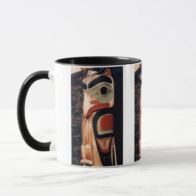 Alaska Carved Wood Totem Pole Photo Designed Mug (Left)
