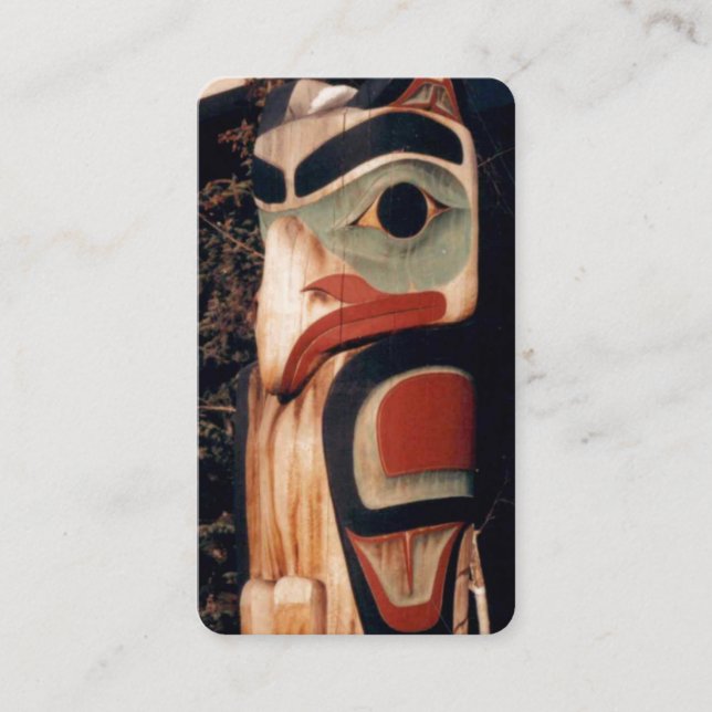 Alaska Carved Wooden Totem Pole Photo Designed Business Card (Front)