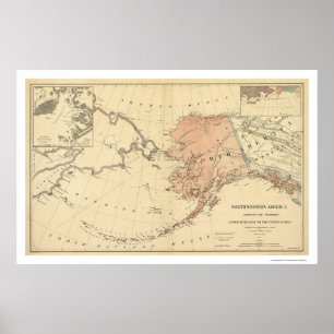 Alaska Ceded By Russia Map 1867 Poster