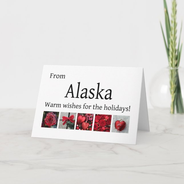 Alaska  Christmas Card, state specific Holiday Card (Front)