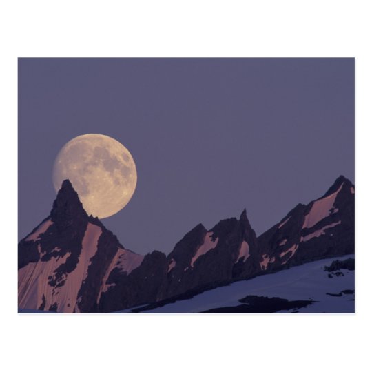 Alaska, Chugach Mountains Full moon rises Postcard