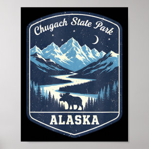 Alaska chugach state park moose mountain river poster