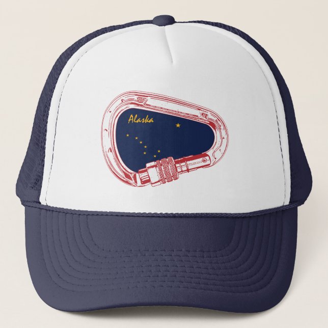 Alaska Climbing Carabiner Trucker Hat (Front)