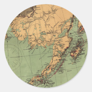 Alaska Coal and Gold Map Classic Round Sticker