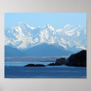 Alaska Coast Mountains Ocean Photo Poster