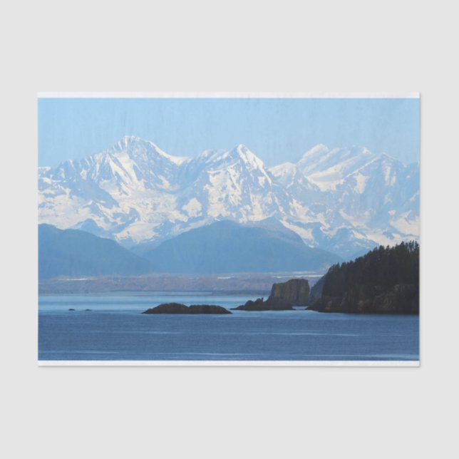 Alaska Coast Mountains Ocean Photo Tissue Paper (Front)