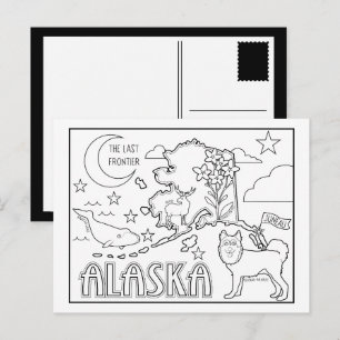 alaska colour me collage postcard
