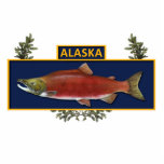 Alaska Combat Fisherman Badge Photo Sculpture Magnet<br><div class="desc">Based on a common military award the Combat Fisherman Badge commemorates surviving combat fishing in Alaska. It features a Sockeye Salmon, in spawning red coloration, on a dark blue background, over a conifer branch wreath. Text reading "ALASKA" is located at the top of the image. Salmon fishing is extremely popular...</div>