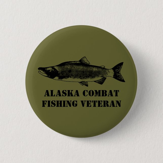 Alaska Combat Fishing Veteran 6 Cm Round Badge (Front)
