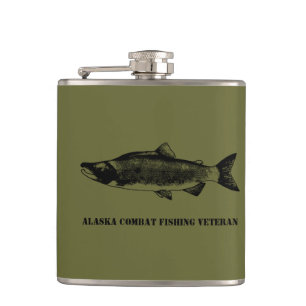 Alaska Combat Fishing Veteran Hip Flask