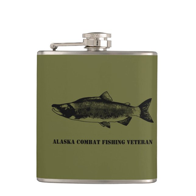 Alaska Combat Fishing Veteran Hip Flask (Front)
