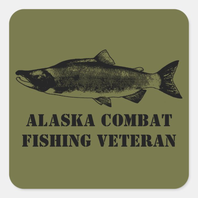 Alaska Combat Fishing Veteran Square Sticker (Front)