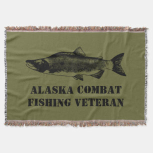Alaska Combat Fishing Veteran Throw Blanket