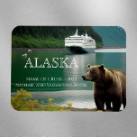 Alaska Cruise Cruising Bear Personalised  Magnet<br><div class="desc">This design may be personalised in the area provided by changing the photo and/or text. Or it can be customised by clicking Personalise this Template and then choosing the click to customise further option and delete or change the colour of the background, add text, change the text colour or style,...</div>