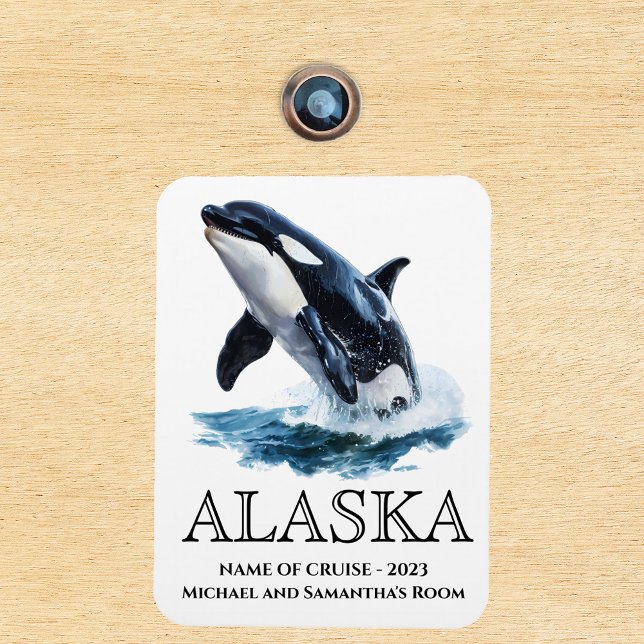 Alaska Cruise Cruising Orca Jumping Watercolor  Magnet (Creator Uploaded)