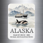 Alaska Cruise Cruising Orca Watercolor  Magnet<br><div class="desc">This design may be personalised in the area provided by changing the photo and/or text. Or it can be customised by clicking Personalise this Template and then choosing the click to customise further option and delete or change the colour of the background, add text, change the text colour or style,...</div>