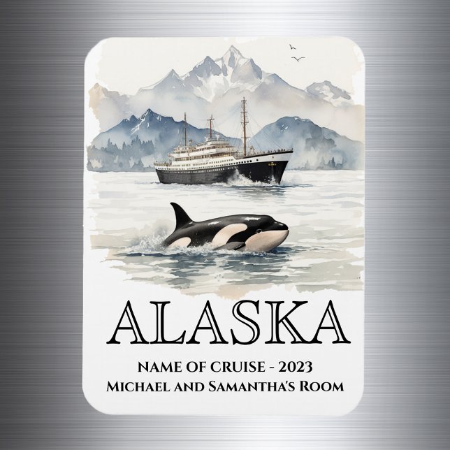 Alaska Cruise Cruising Orca Watercolor  Magnet (Creator Uploaded)