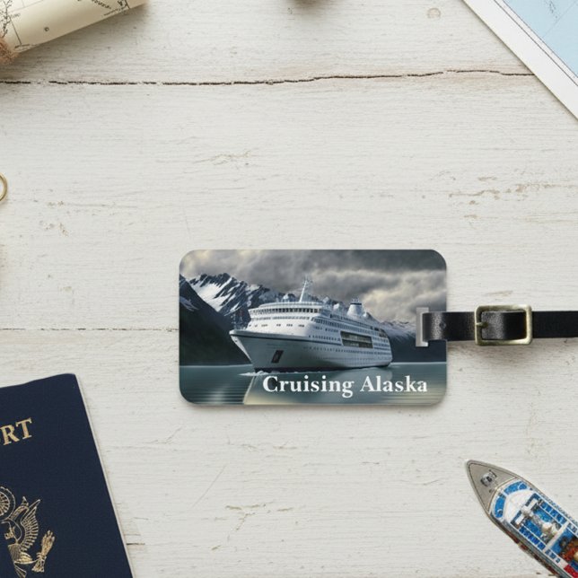 Alaska Cruise Cruising Ship on Ocean Luggage Tag (Creator Uploaded)
