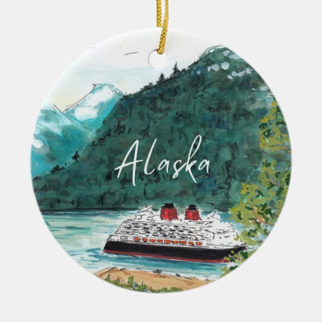 Alaska Cruise Ship Ceramic Tree Decoration (Front)