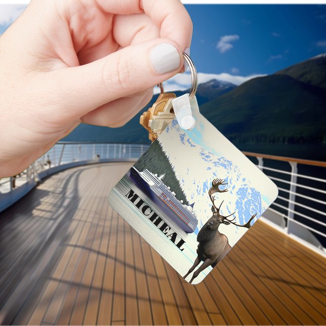Alaska Cruise Ship Elk and Mountains Key Ring (Creator Uploaded)