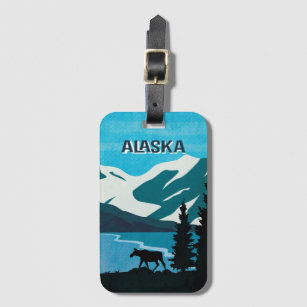 Alaska Cruise Vacation Glacier Mountain Moose Luggage Tag
