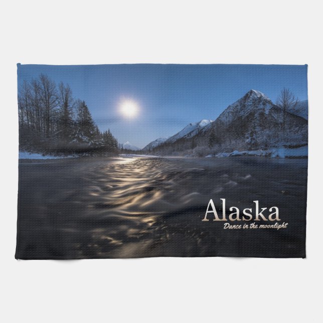 Alaska Dance In The Moonlight Tea Towel (Horizontal)