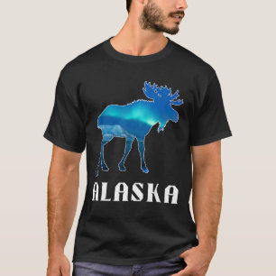 Alaska Day Moose Aurora Borealis Northern Lights T-Shirt