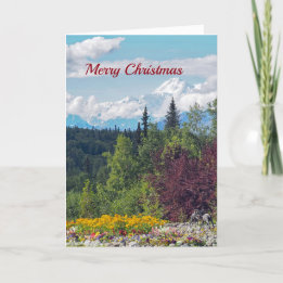 Alaska Denali Landscape Floral Photo Christmas Holiday Card