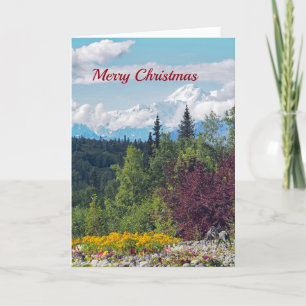 Alaska Denali Landscape Floral Photo Christmas Holiday Card