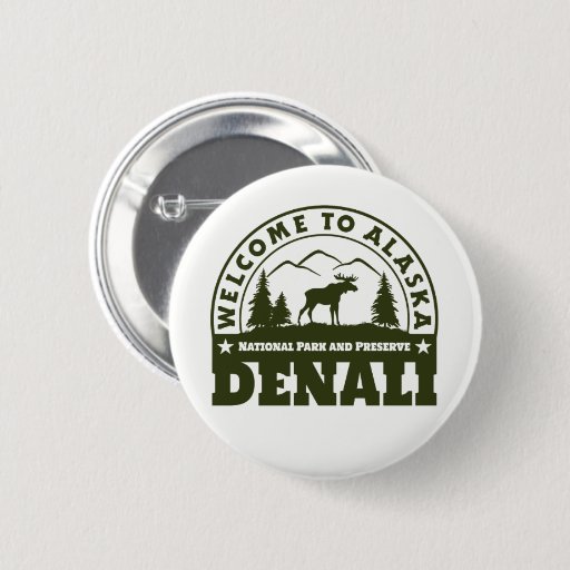 Image of Alaska. Denali National Park and Preserve 6 Cm Round Badge