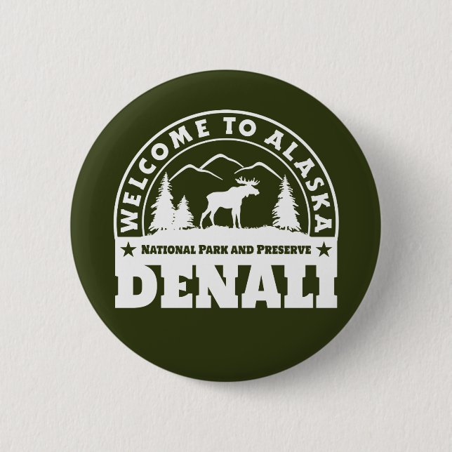 Alaska. Denali National Park and Preserve 6 Cm Round Badge (Front)