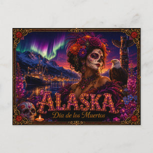 Alaska Día de los Muertos Retro Postcard
