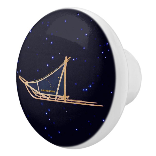 Alaska Dog Sled Mail Ceramic Knob (Right)