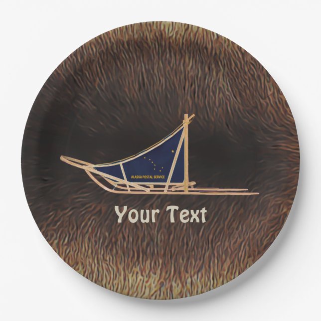 Alaska Dog Sled Mail Paper Plate (Front)