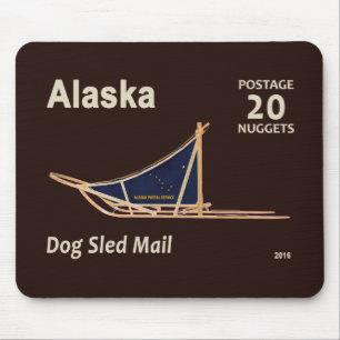 Alaska Dog Sled Mail Postage Stamp Mouse Mat