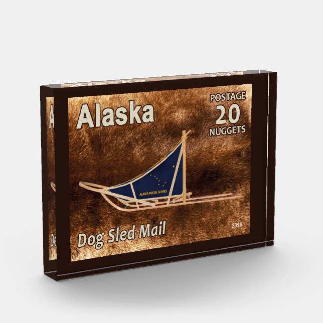 Alaska Dog Sled Mail Postage Stamp Photo Block (Left)