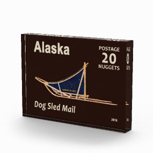 Alaska Dog Sled Mail Postage Stamp Photo Block