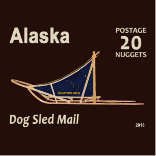 Alaska Dog Sled Mail Postage Stamp Photo Sculpture Magnet