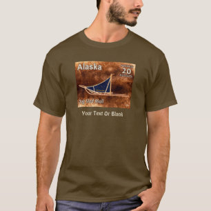 Alaska Dog Sled Mail Postage Stamp T-Shirt