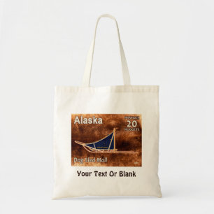 Alaska Dog Sled Mail Postage Stamp Tote Bag