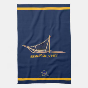 Alaska Dog Sled Postal Carrier Tea Towel