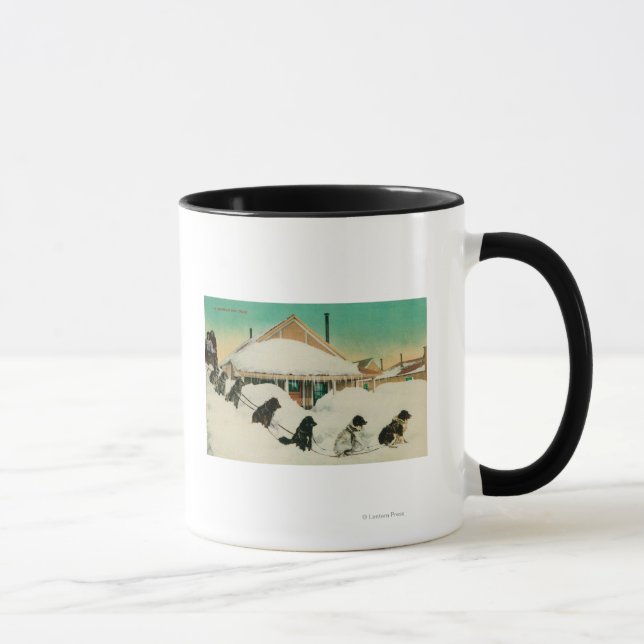 Alaska Dogsled Team resting in SnowState Mug (Right)