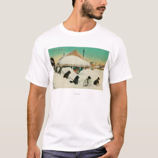 Alaska Dogsled Team resting in SnowState T-Shirt