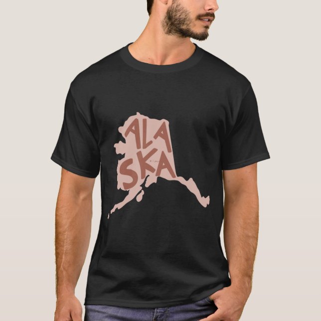 Alaska Doodle Letters Map Outline red Oversized T-Shirt (Front)