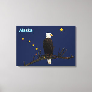 Alaska Eagle And Flag Canvas Print