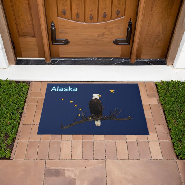 Alaska Eagle And Flag Doormat (Outdoor)