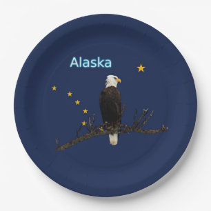 Alaska Eagle And Flag Paper Plate