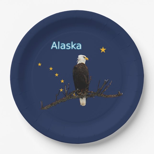 Alaska Eagle And Flag Paper Plate (Front)