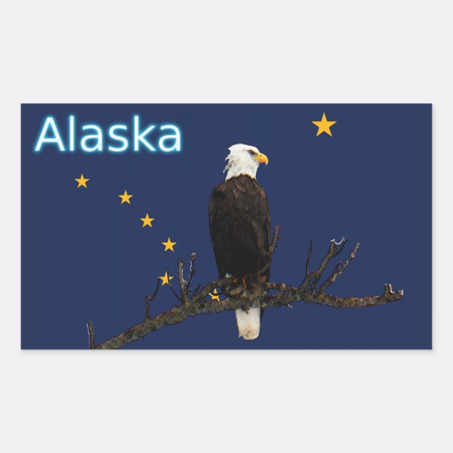 Alaska Eagle And Flag Rectangular Sticker (Front)
